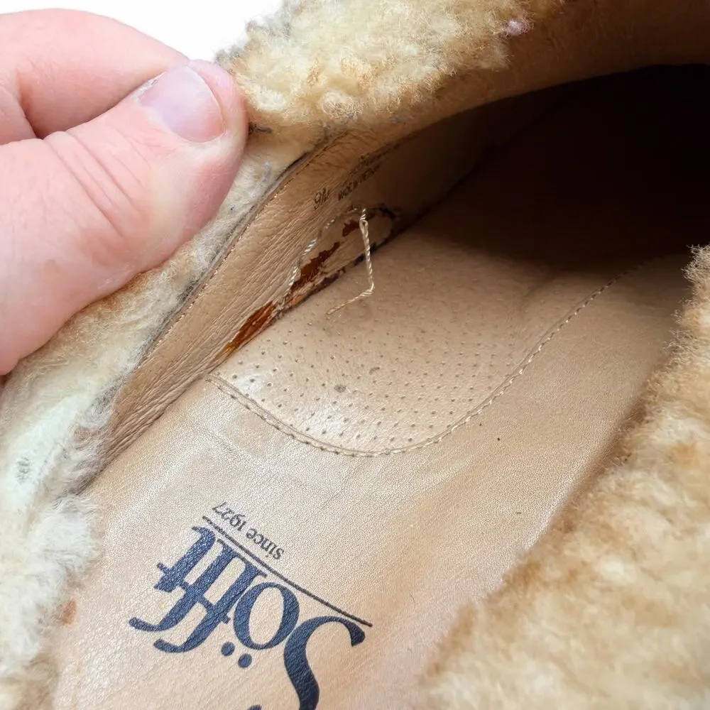 Sofft Brown Leather Shearling Clogs Mules Size 9M Cozy Comfort